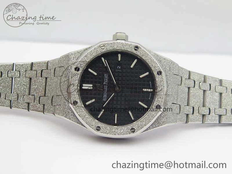 Comfortable Royal Oak 15000 Frosted 33mm OM Best Edition Black Dial On SS Bracelet Quartz 10740