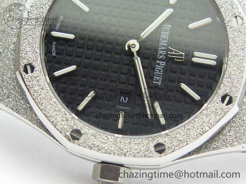 Comfortable Royal Oak 15000 Frosted 33mm OM Best Edition Black Dial On SS Bracelet Quartz 10740