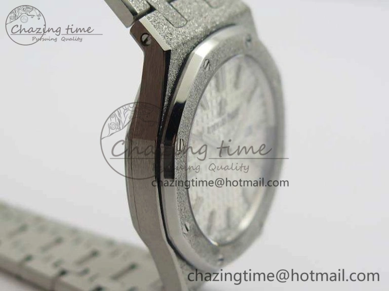 Royal Oak 15000 Frosted 33mm OM Best Edition White Dial On SS Bracelet Quartz BestValue 10741