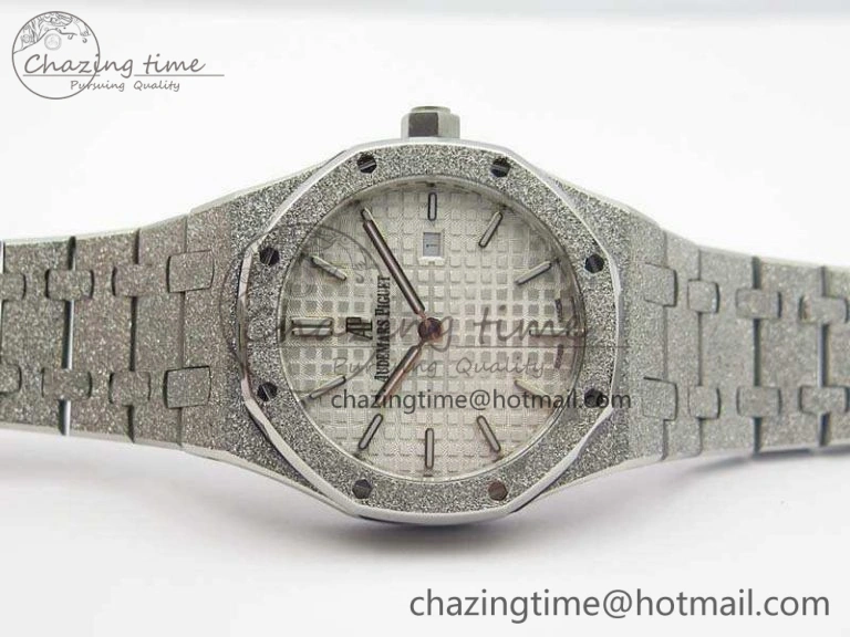 Royal Oak 15000 Frosted 33mm OM Best Edition White Dial On SS Bracelet Quartz BestValue 10741