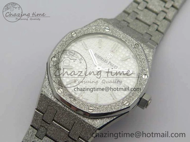 Royal Oak 15000 Frosted 33mm OM Best Edition White Dial On SS Bracelet Quartz BestValue 10741