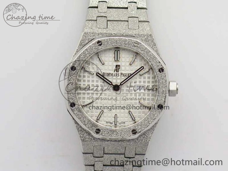 Royal Oak 15000 Frosted 33mm OM Best Edition White Dial On SS Bracelet Quartz BestValue 10741