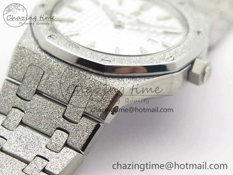 Royal Oak 15000 Frosted 33mm OM Best Edition White Dial On SS Bracelet Quartz BestValue 10741