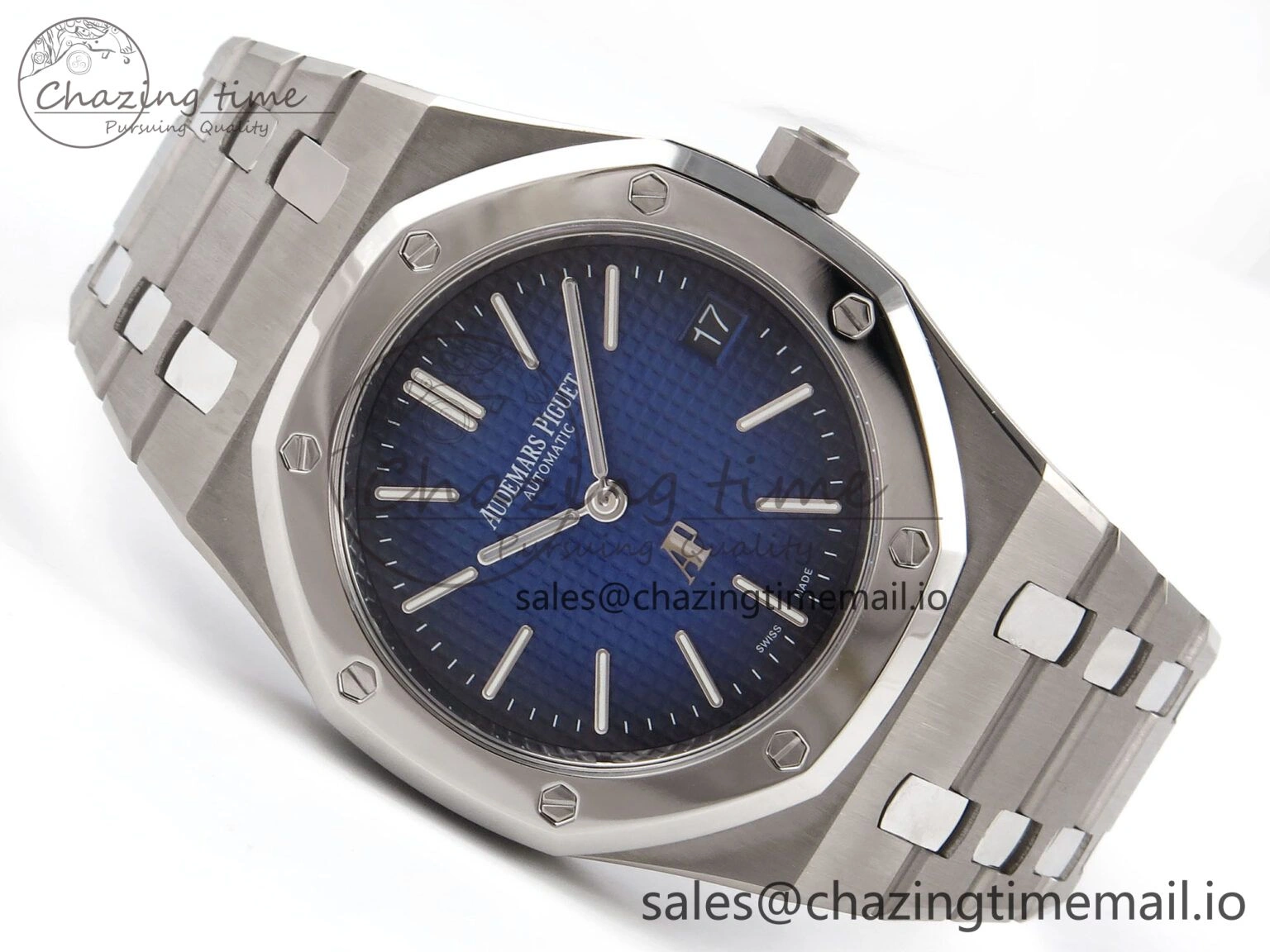 Royal Oak 15202IP SS ZF 1:1 Best Edition Blue Textured Dial on SS Bracelet A2121 Super Clone V Attractive 4393