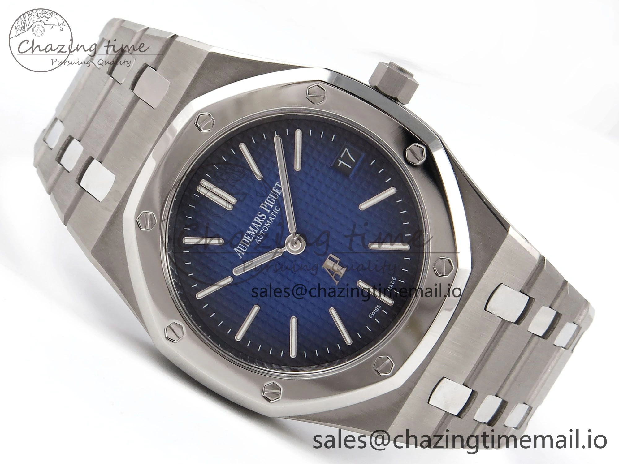 Royal Oak 15202IP SS ZF 1:1 Best Edition Blue Textured Dial on SS Bracelet A2121 Super Clone V Attractive 4393
