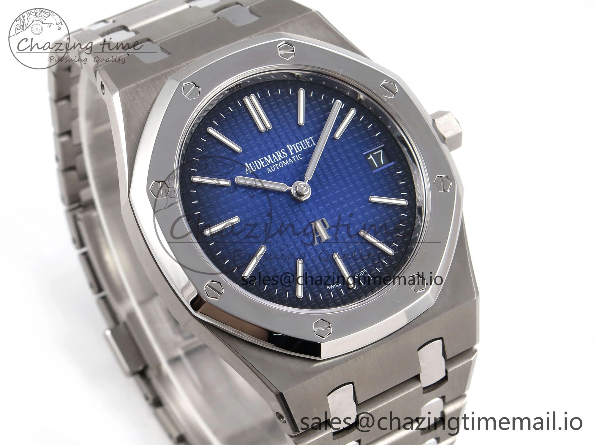 Royal Oak 15202IP SS ZF 1:1 Best Edition Blue Textured Dial on SS Bracelet A2121 Super Clone V Attractive 4393