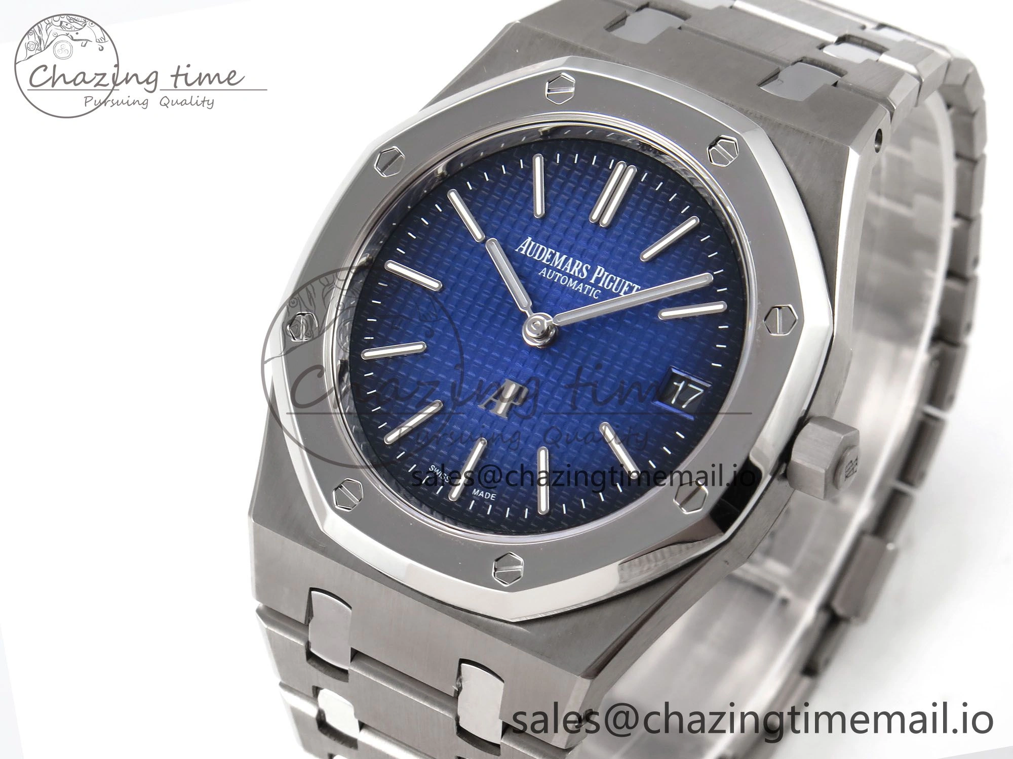 Royal Oak 15202IP SS ZF 1:1 Best Edition Blue Textured Dial on SS Bracelet A2121 Super Clone V Attractive 4393