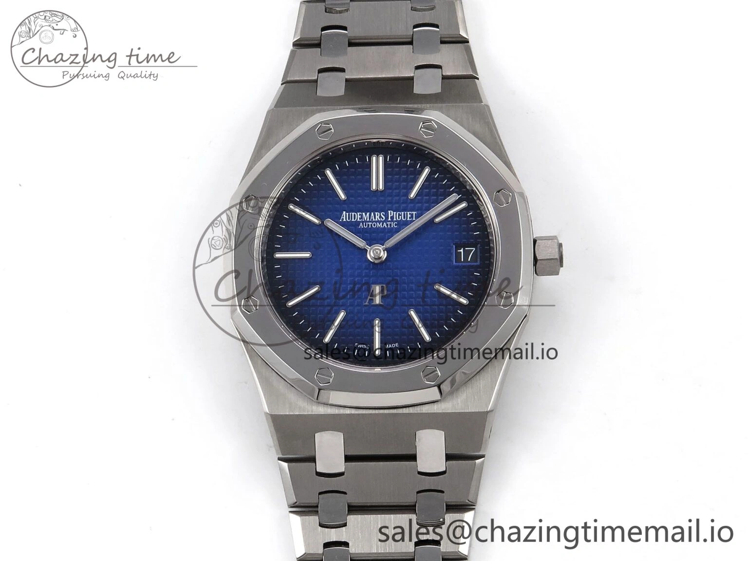 Royal Oak 15202IP SS ZF 1:1 Best Edition Blue Textured Dial on SS Bracelet A2121 Super Clone V Attractive 4393