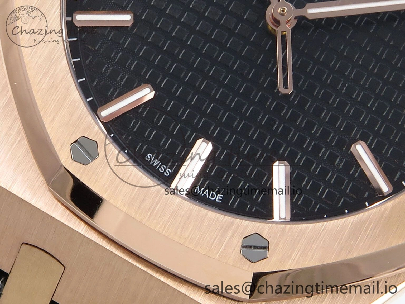 Royal Oak 15500 RG APSF 1:1 Best Edition Black Dial on Black Leather Strap SA4302 Super Clone V2 (SW Dial) Packable 4282