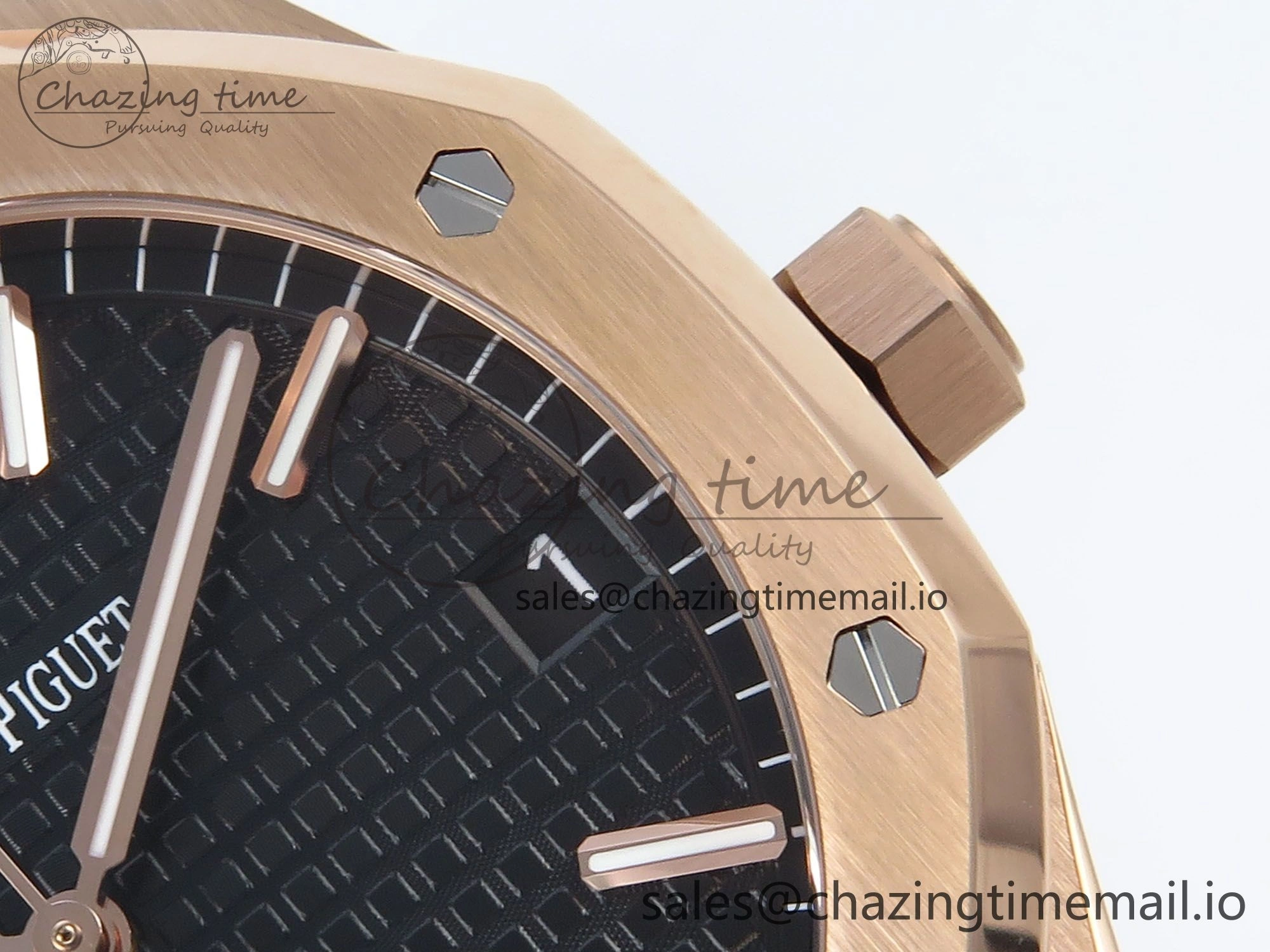 Royal Oak 15500 RG APSF 1:1 Best Edition Black Dial on Black Leather Strap SA4302 Super Clone V2 (SW Dial) Packable 4282