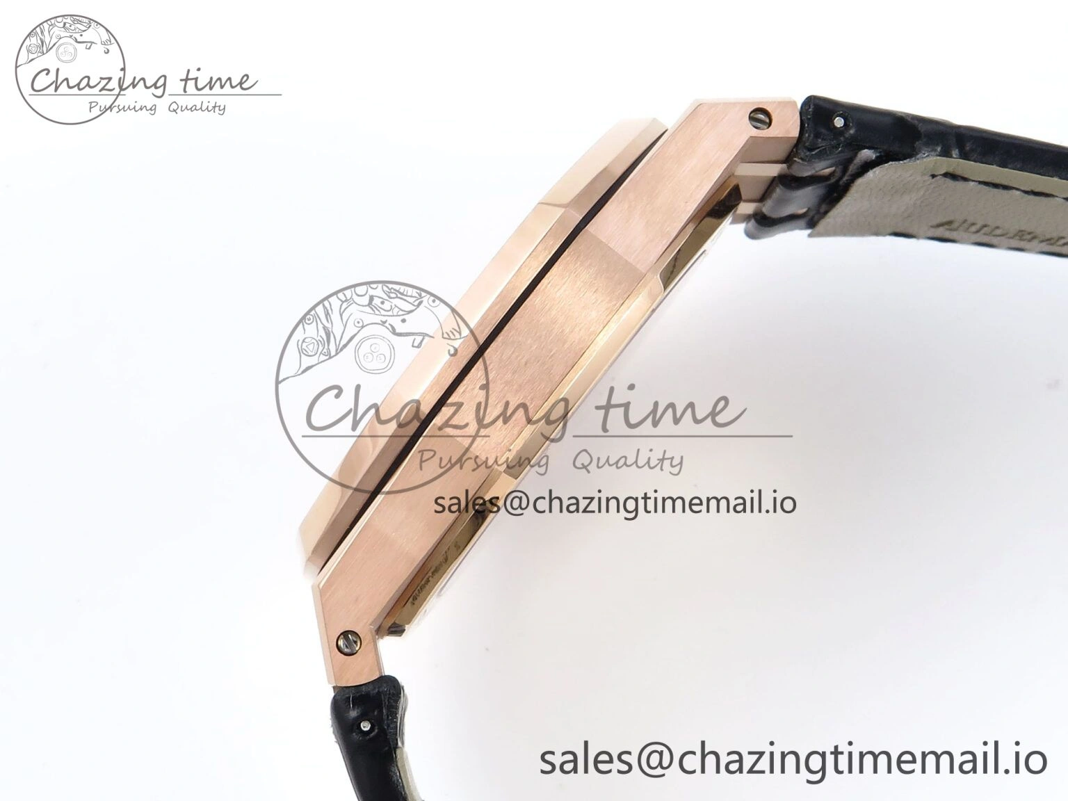 Royal Oak 15500 RG APSF 1:1 Best Edition Black Dial on Black Leather Strap SA4302 Super Clone V2 (SW Dial) Packable 4282