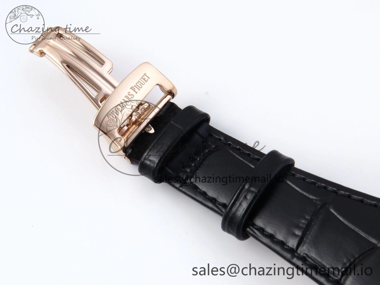 Royal Oak 15500 RG APSF 1:1 Best Edition Black Dial on Black Leather Strap SA4302 Super Clone V2 (SW Dial) Packable 4282