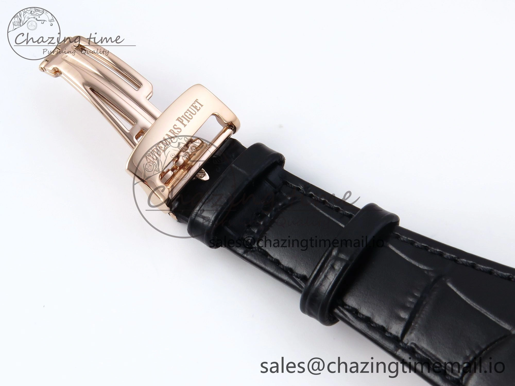 Royal Oak 15500 RG APSF 1:1 Best Edition Black Dial on Black Leather Strap SA4302 Super Clone V2 (SW Dial) Packable 4282