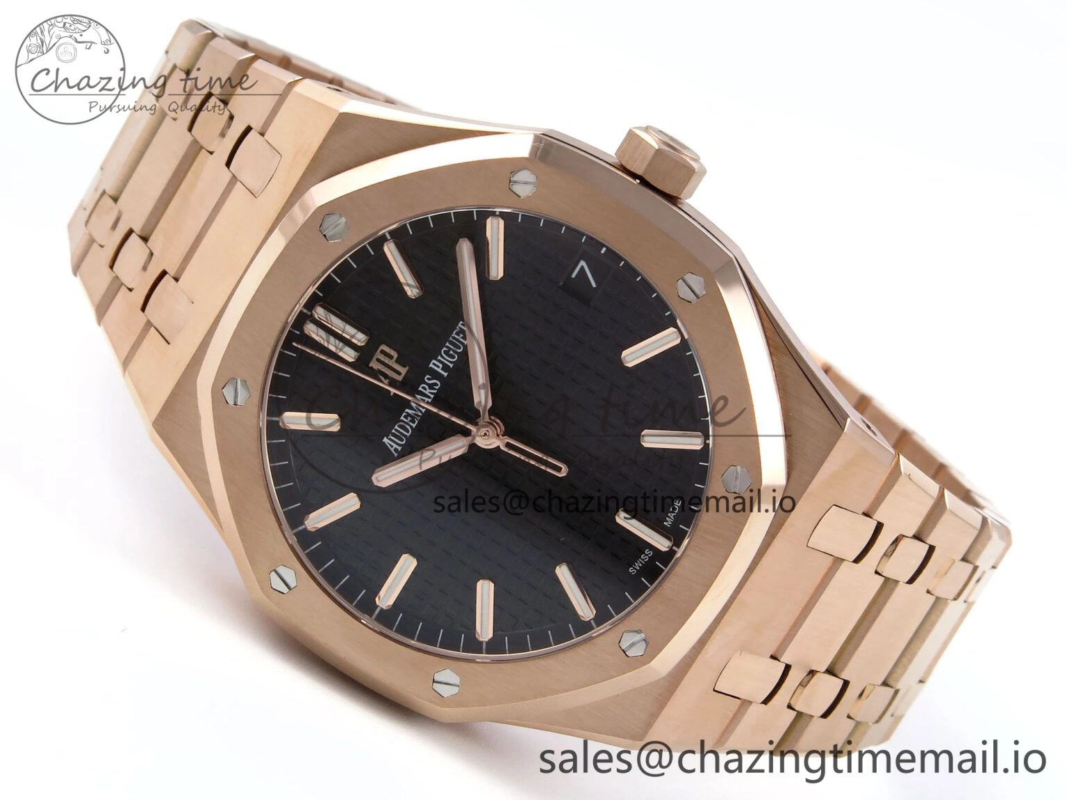 Resilient Royal Oak 15500 RG APSF 1:1 Best Edition Black Dial on RG Bracelet SA4302 Super Clone V2 (SW Dial) 4292
