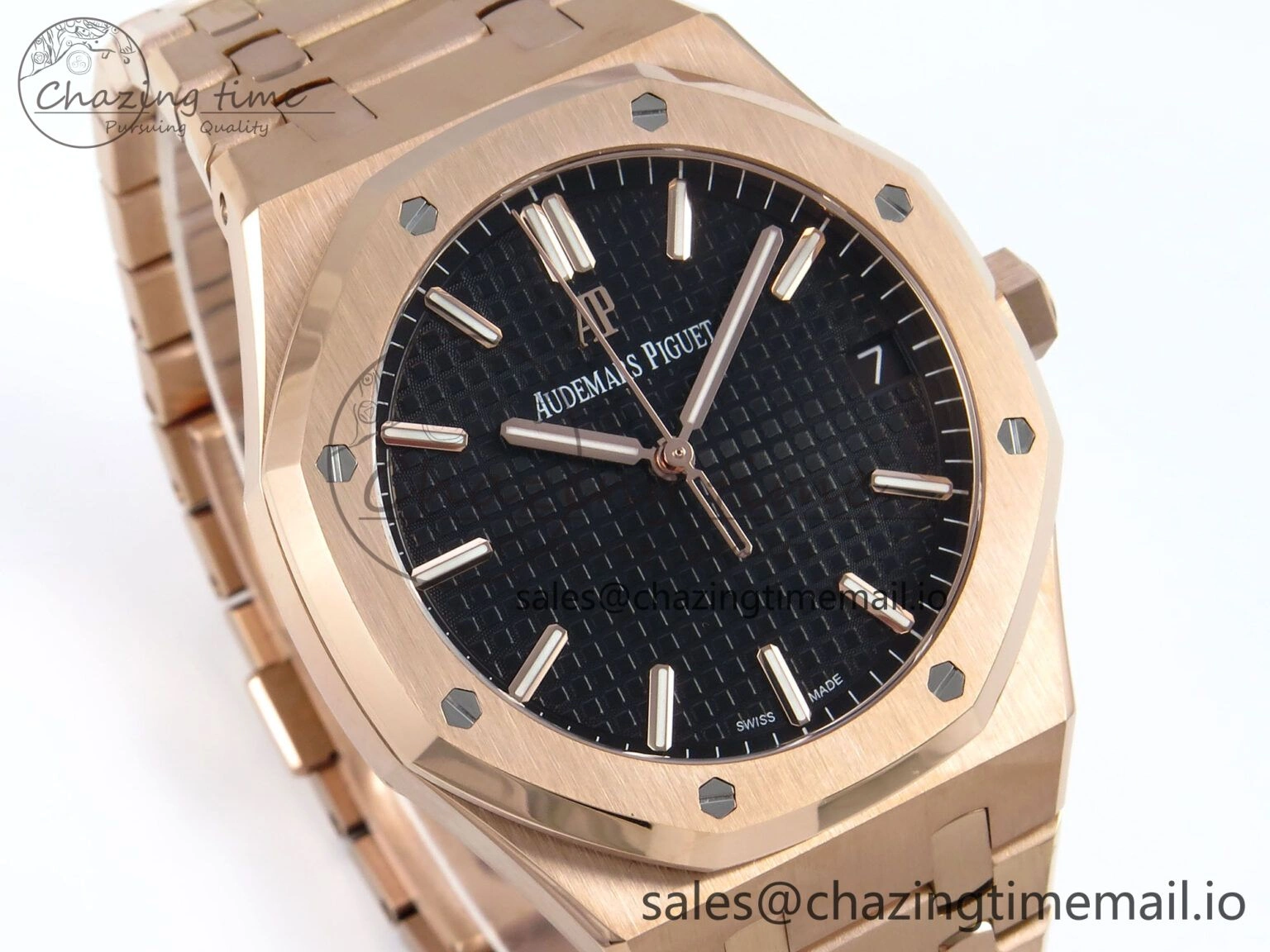 Resilient Royal Oak 15500 RG APSF 1:1 Best Edition Black Dial on RG Bracelet SA4302 Super Clone V2 (SW Dial) 4292