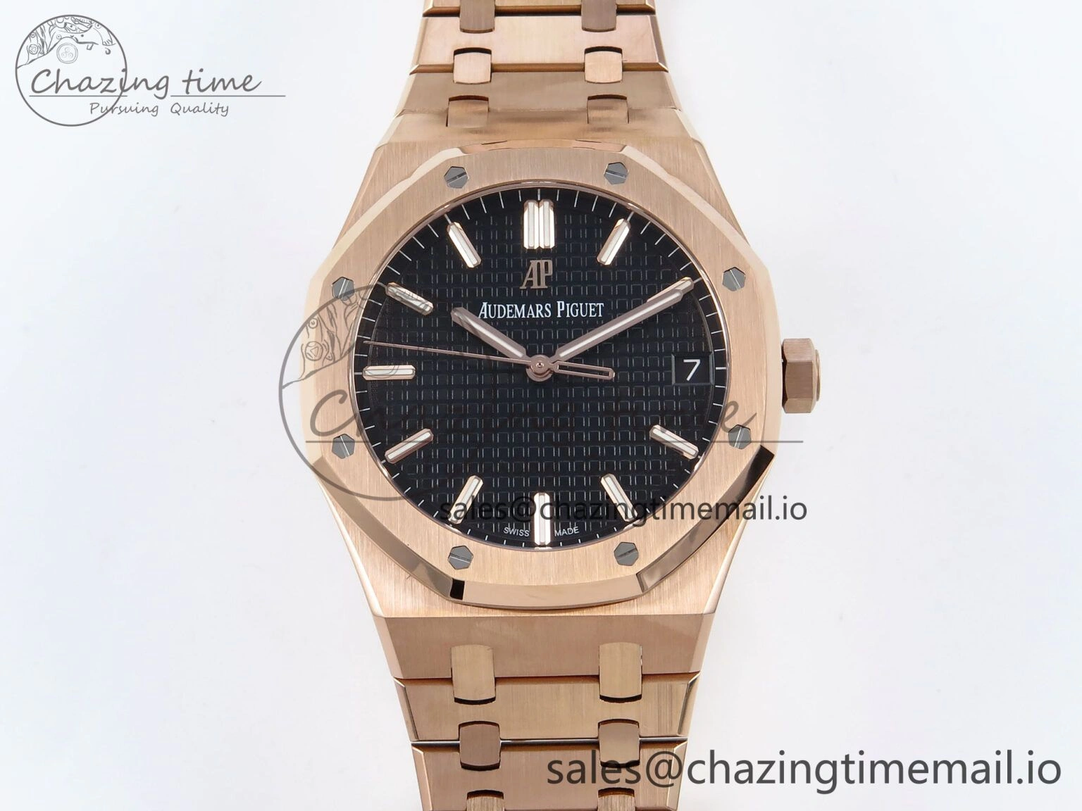 Resilient Royal Oak 15500 RG APSF 1:1 Best Edition Black Dial on RG Bracelet SA4302 Super Clone V2 (SW Dial) 4292