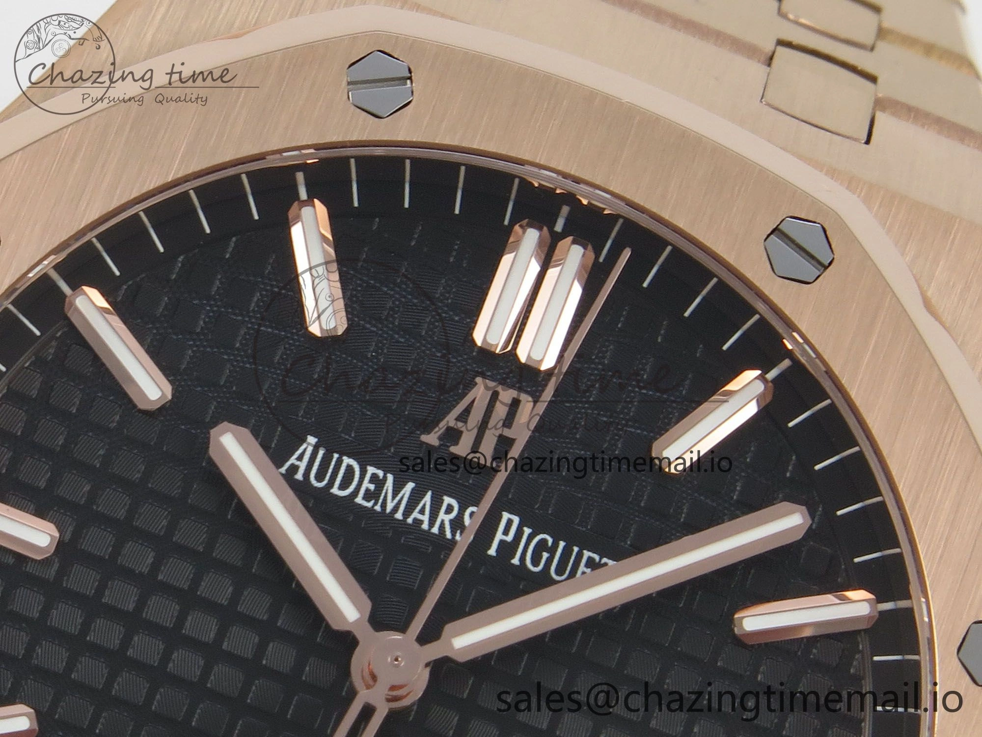 Supportive Royal Oak 15500 RG TWSF Best Edition Black Textured Dial on RG Bracelet SA4302 Super Clone 4252