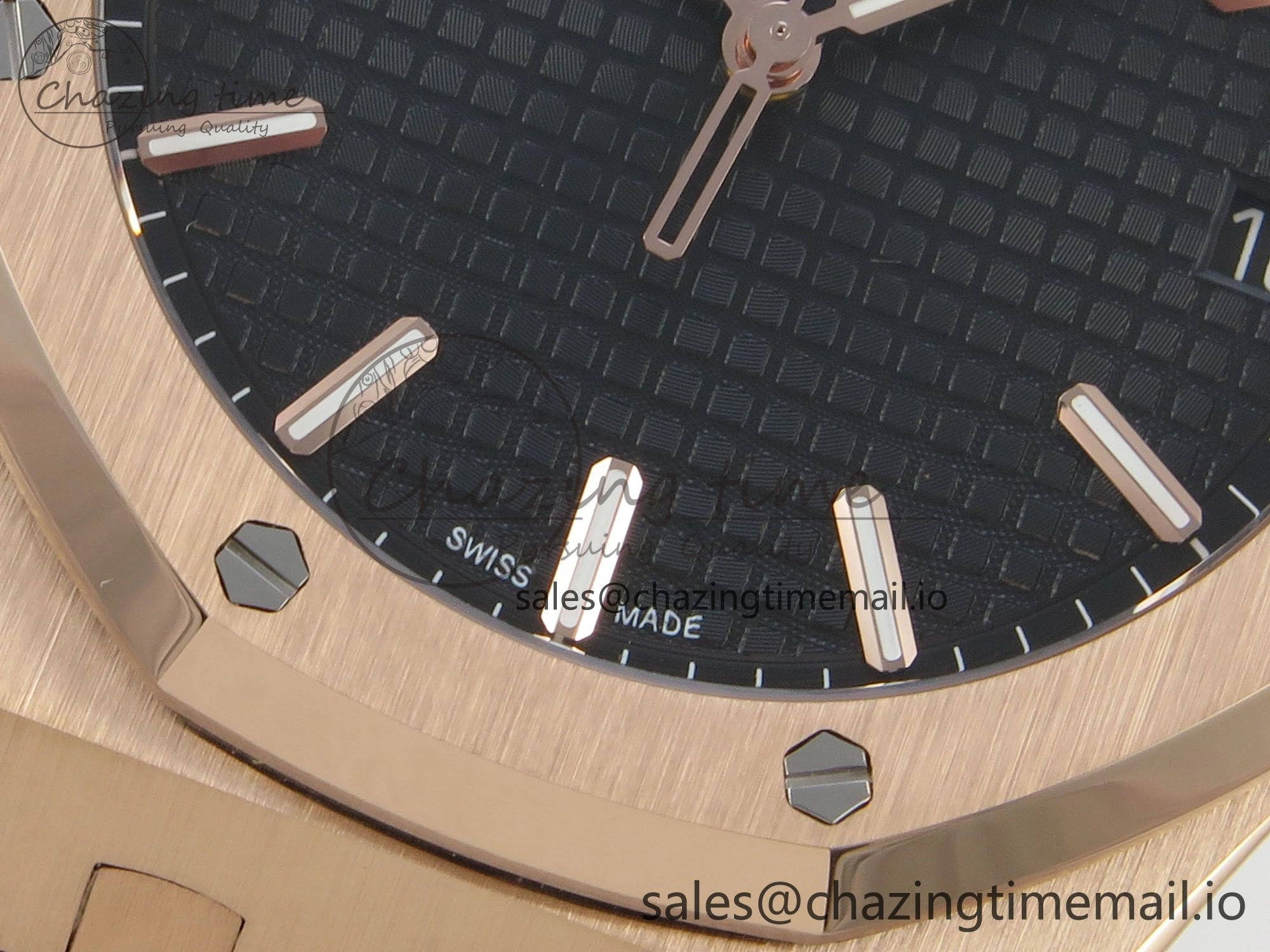 Supportive Royal Oak 15500 RG TWSF Best Edition Black Textured Dial on RG Bracelet SA4302 Super Clone 4252