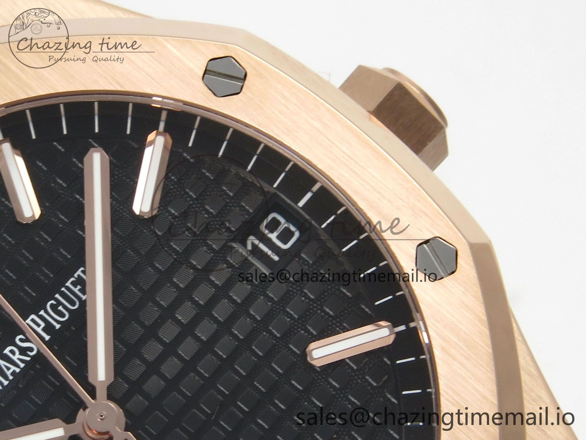 Supportive Royal Oak 15500 RG TWSF Best Edition Black Textured Dial on RG Bracelet SA4302 Super Clone 4252