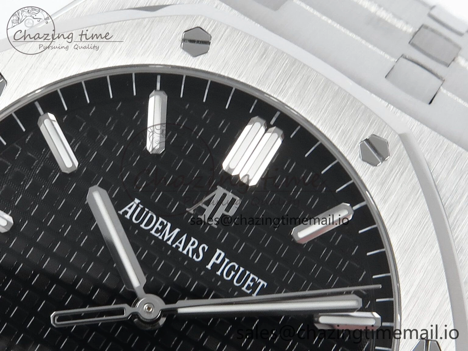 Royal Oak 15500 SS APSF 1:1 Best Edition Black Dial on SS Bracelet SA4302 Super Clone V2 (SW Dial) Lightweight 4281