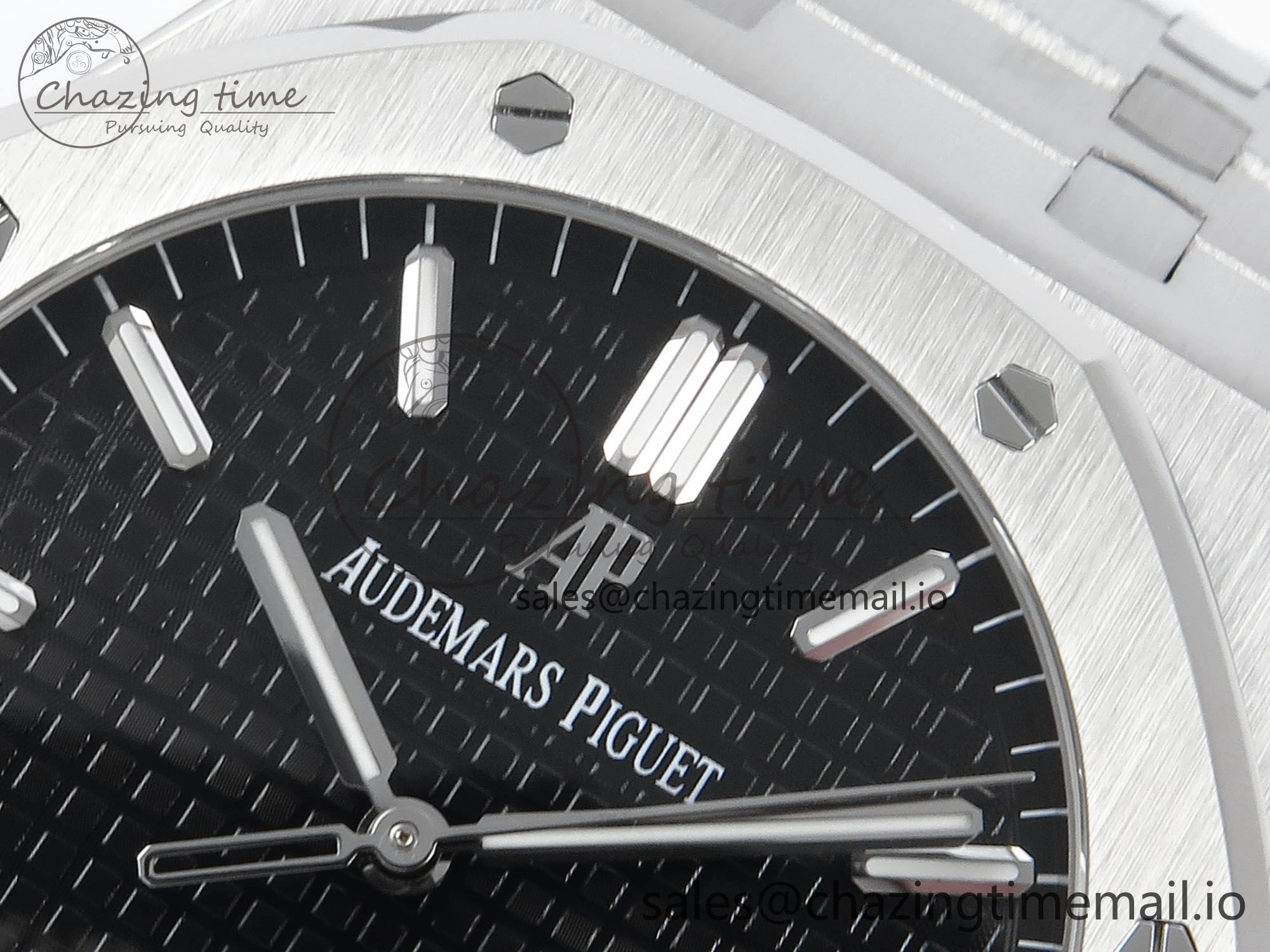 Royal Oak 15500 SS APSF 1:1 Best Edition Black Dial on SS Bracelet SA4302 Super Clone V2 (SW Dial) Lightweight 4281