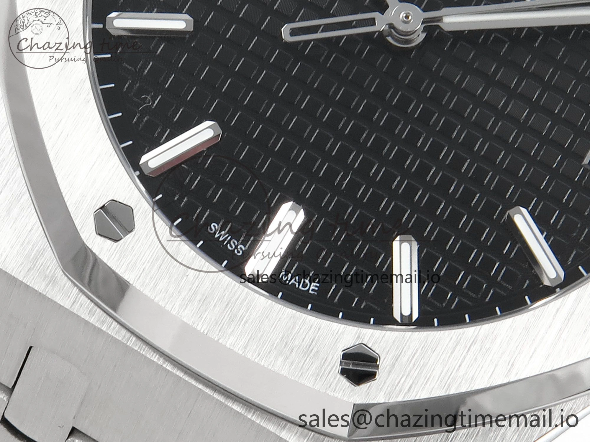 Royal Oak 15500 SS APSF 1:1 Best Edition Black Dial on SS Bracelet SA4302 Super Clone V2 (SW Dial) Lightweight 4281