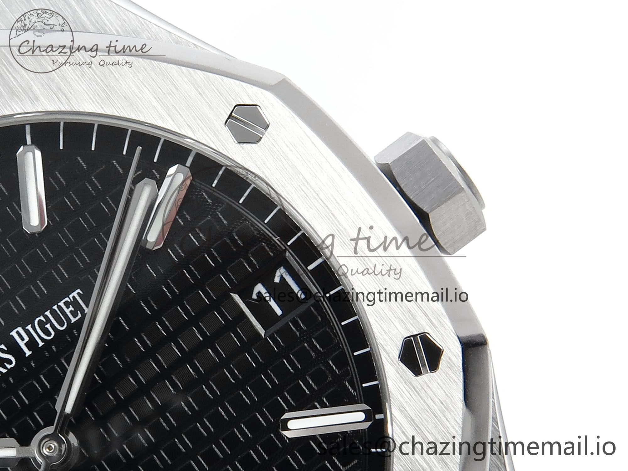 Royal Oak 15500 SS APSF 1:1 Best Edition Black Dial on SS Bracelet SA4302 Super Clone V2 (SW Dial) Lightweight 4281