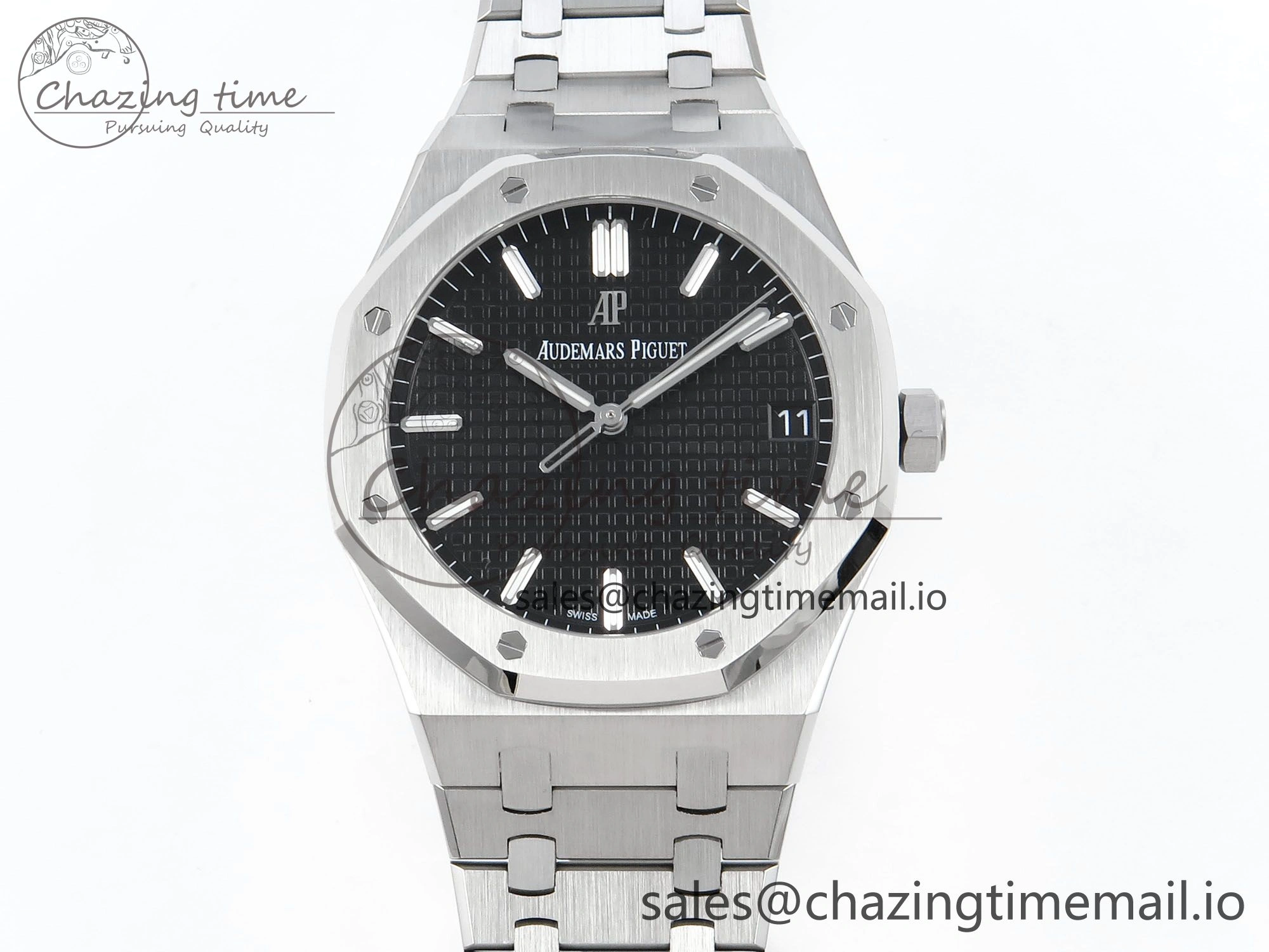 Royal Oak 15500 SS APSF 1:1 Best Edition Black Dial on SS Bracelet SA4302 Super Clone V2 (SW Dial) Lightweight 4281