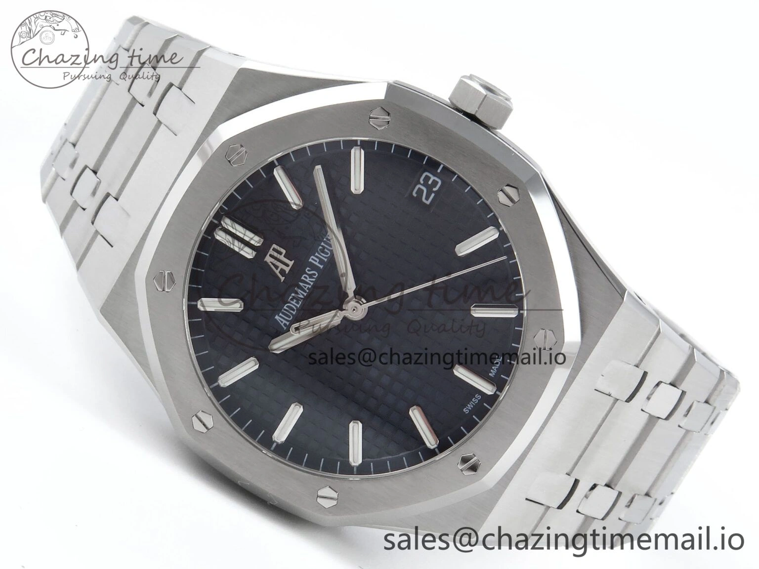 Royal Oak 15500 SS APSF 1:1 Best Edition Blue Dial on SS Bracelet SA4302 Super Clone V2 (SW Dial) Breathable 4279