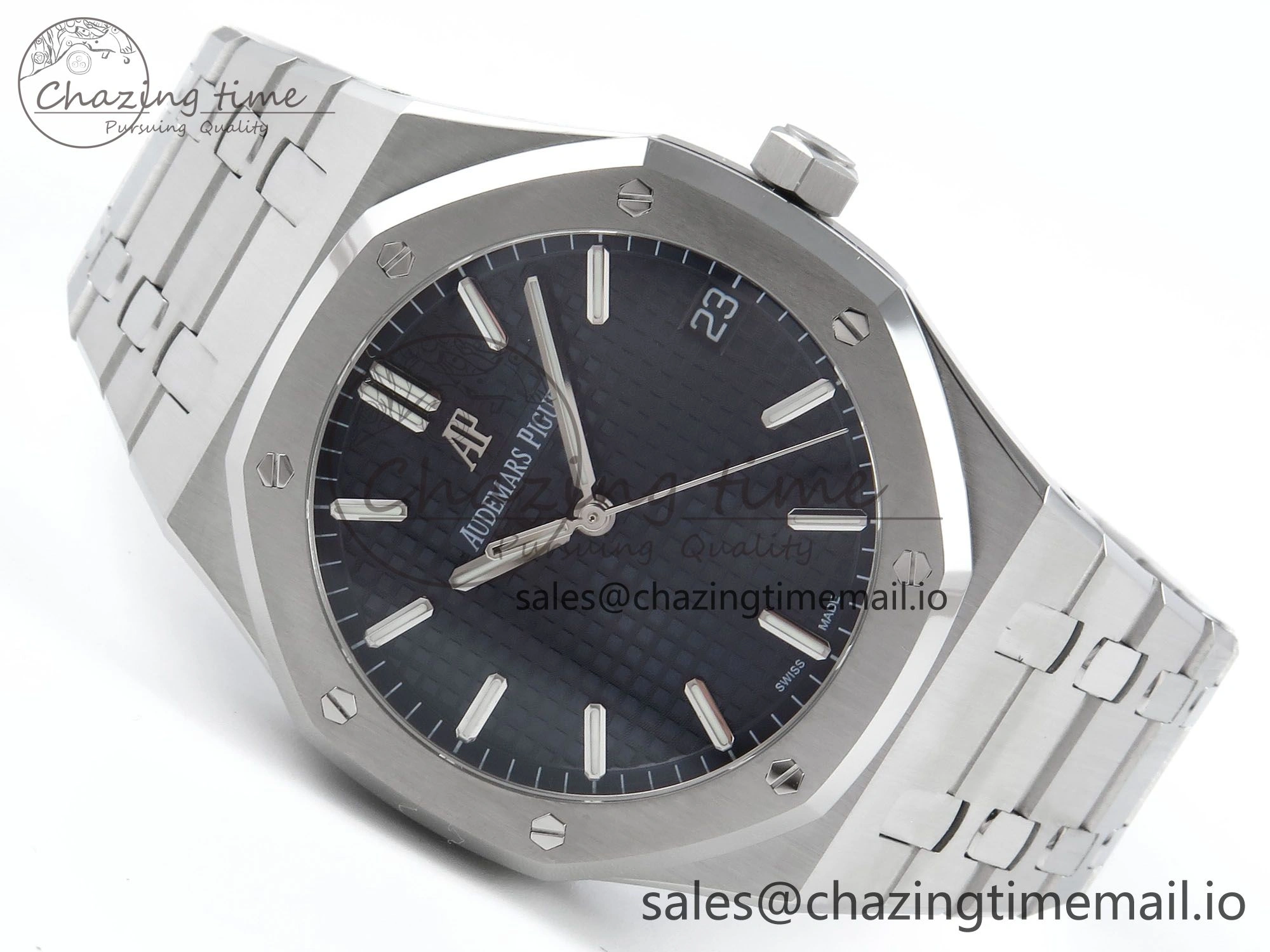 Royal Oak 15500 SS APSF 1:1 Best Edition Blue Dial on SS Bracelet SA4302 Super Clone V2 (SW Dial) Breathable 4279