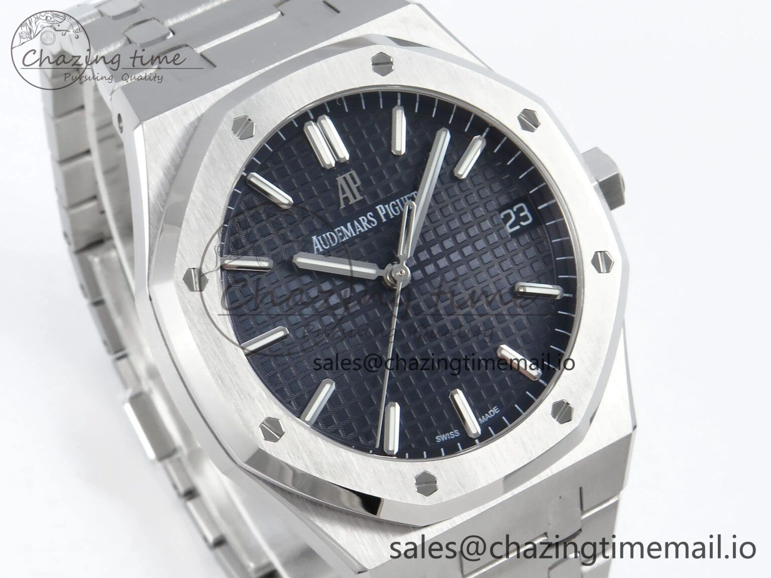 Royal Oak 15500 SS APSF 1:1 Best Edition Blue Dial on SS Bracelet SA4302 Super Clone V2 (SW Dial) Breathable 4279