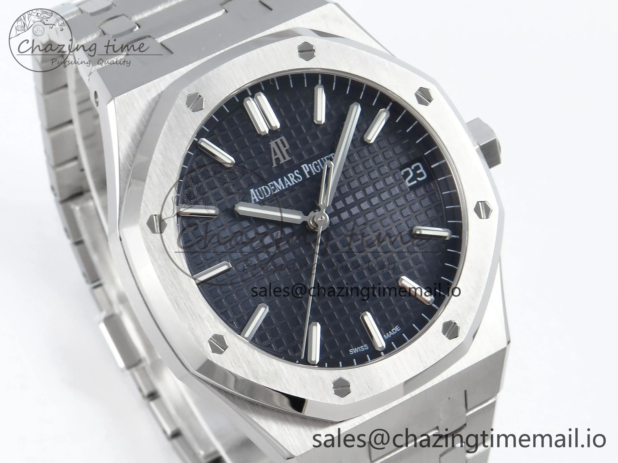 Royal Oak 15500 SS APSF 1:1 Best Edition Blue Dial on SS Bracelet SA4302 Super Clone V2 (SW Dial) Breathable 4279
