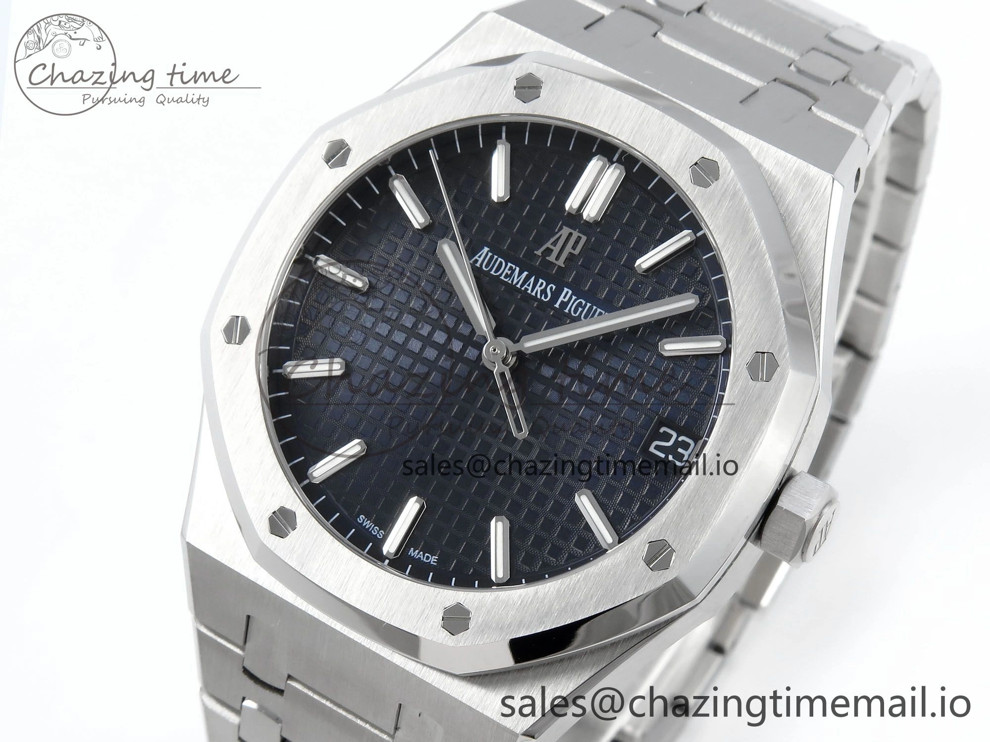 Royal Oak 15500 SS APSF 1:1 Best Edition Blue Dial on SS Bracelet SA4302 Super Clone V2 (SW Dial) Breathable 4279