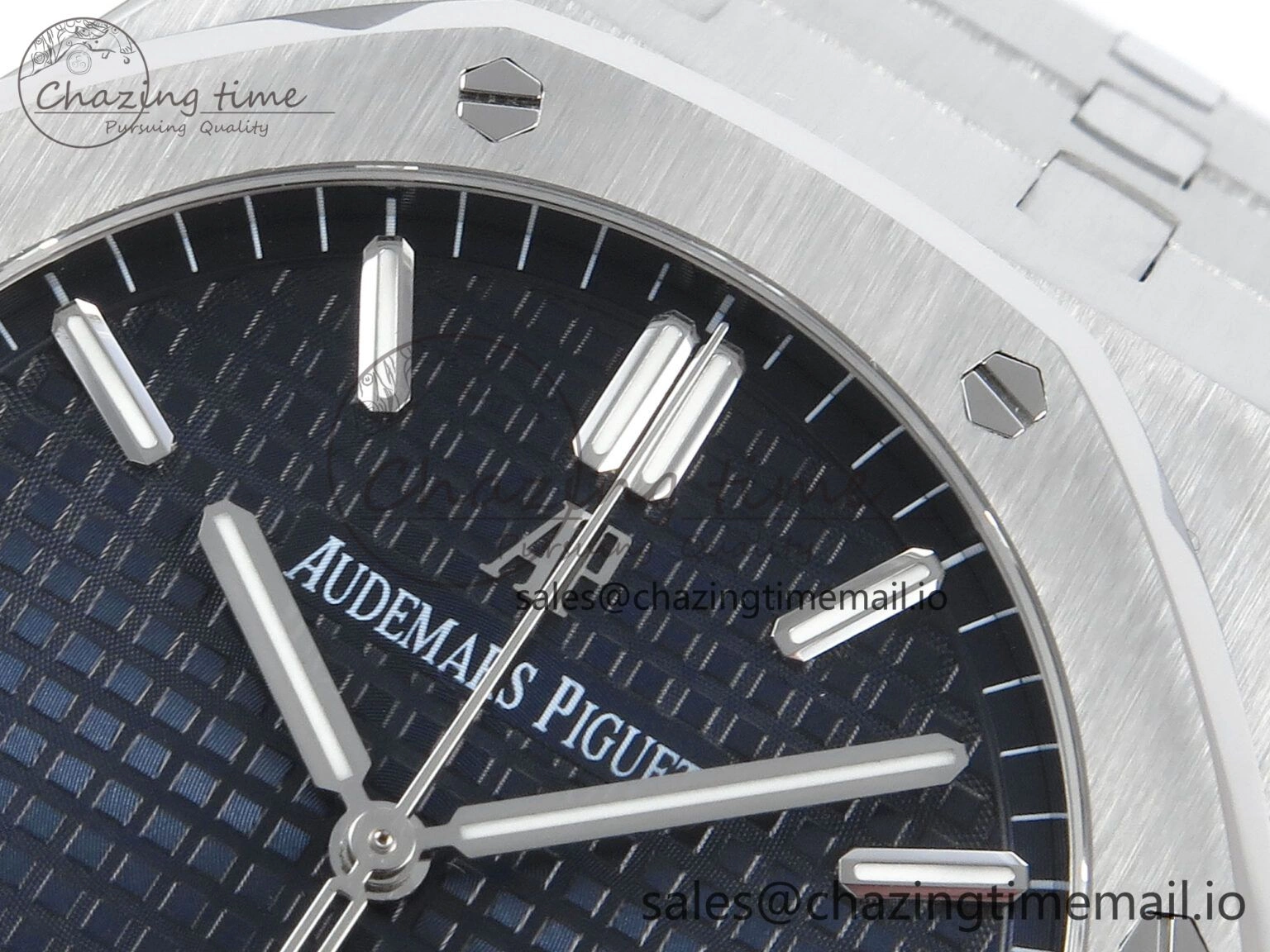 Royal Oak 15500 SS APSF 1:1 Best Edition Blue Dial on SS Bracelet SA4302 Super Clone V2 (SW Dial) Breathable 4279