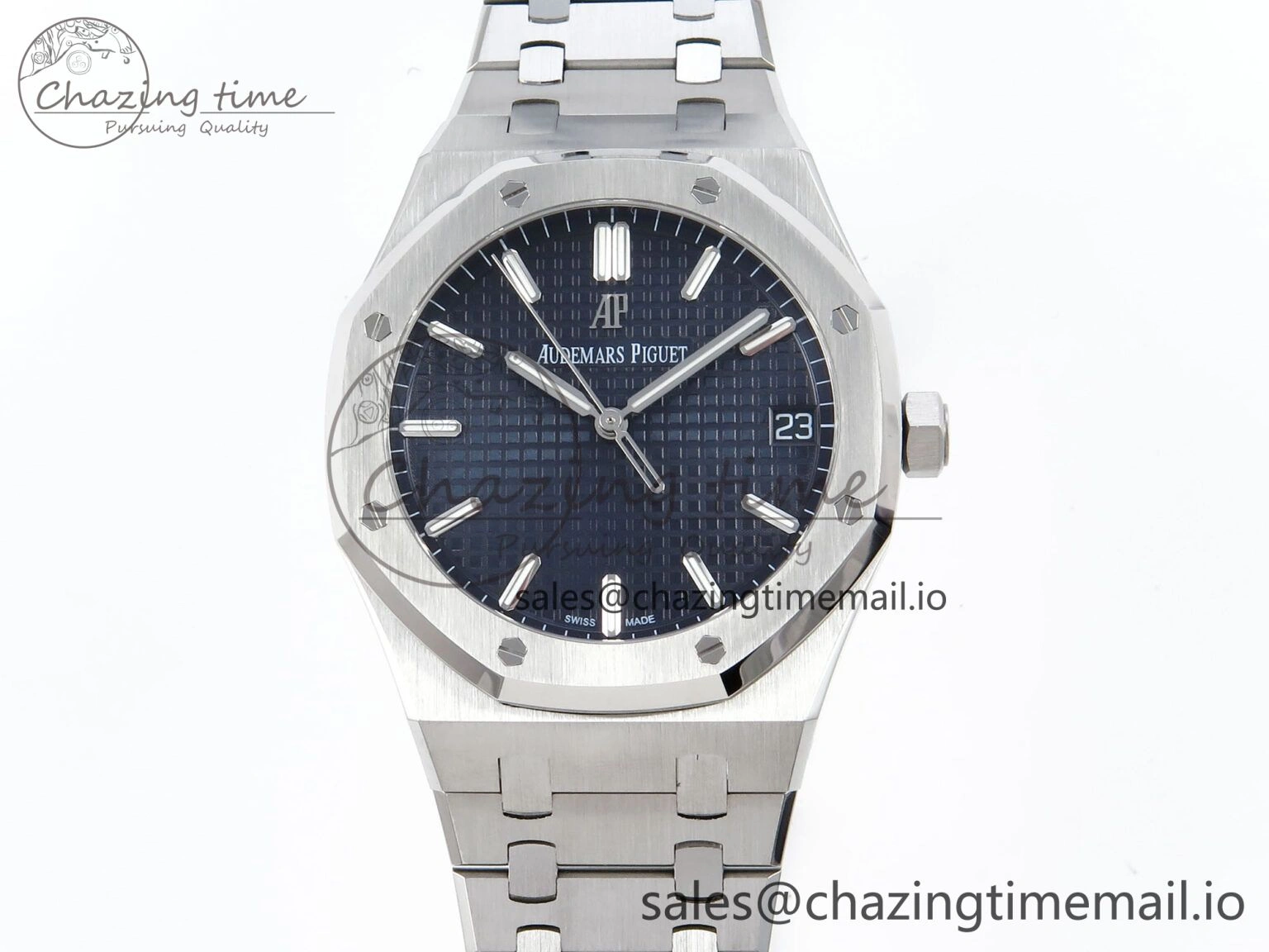 Royal Oak 15500 SS APSF 1:1 Best Edition Blue Dial on SS Bracelet SA4302 Super Clone V2 (SW Dial) Breathable 4279