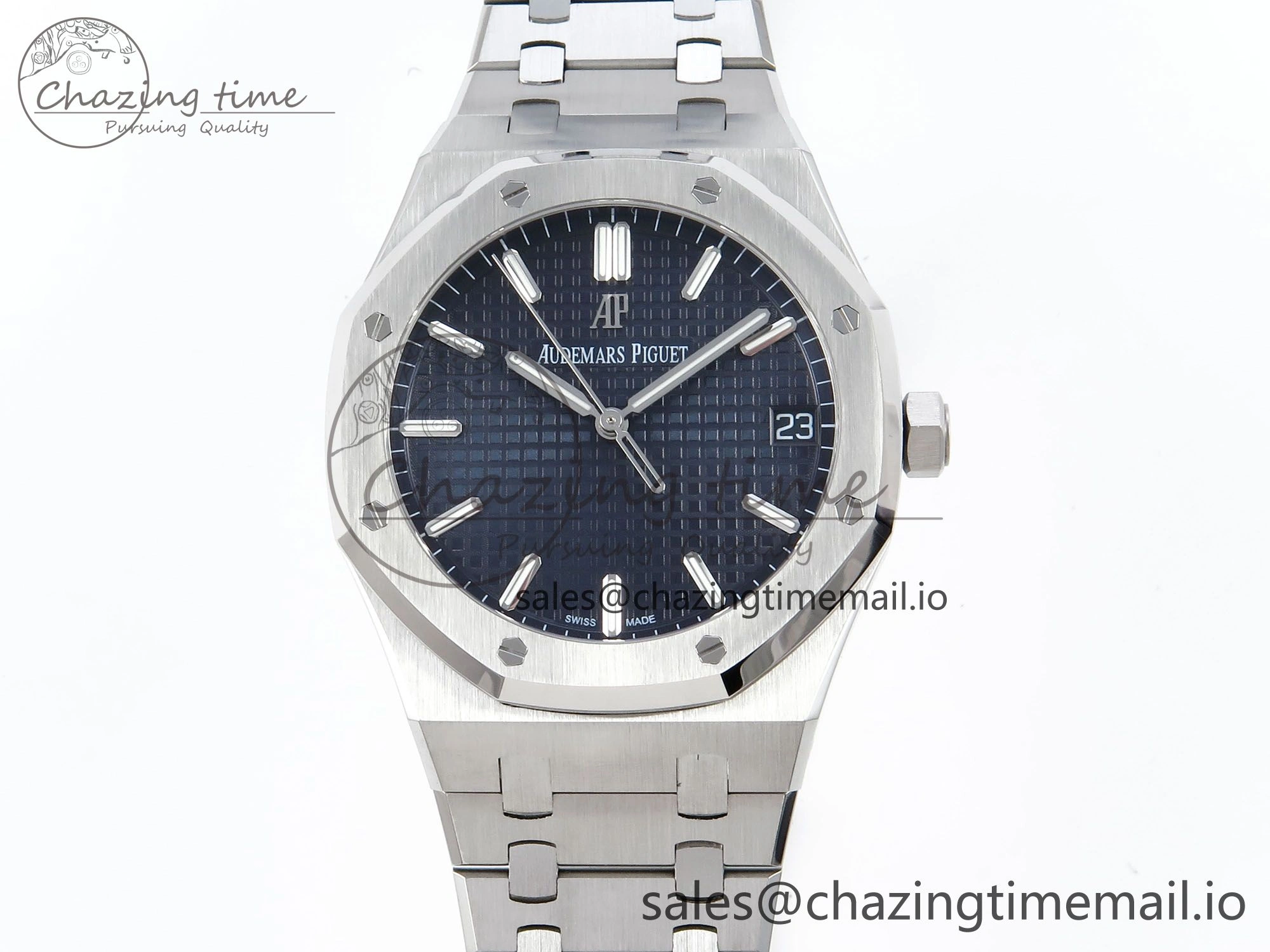 Royal Oak 15500 SS APSF 1:1 Best Edition Blue Dial on SS Bracelet SA4302 Super Clone V2 (SW Dial) Breathable 4279