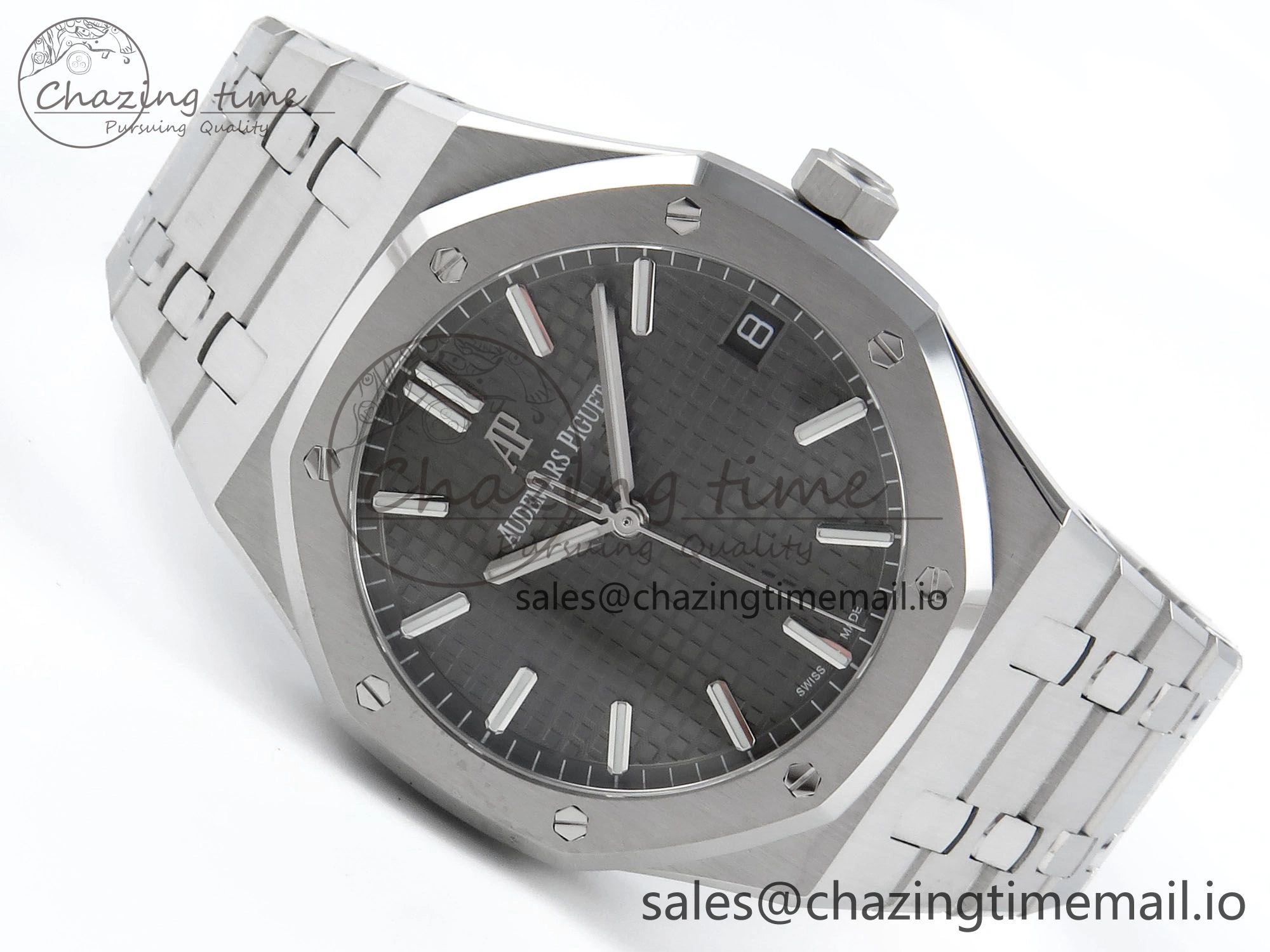 Royal Oak 15500 SS APSF 1:1 Best Edition Gray Dial on SS Bracelet SA4302 Super Clone V2 (SW Dial) Colorful 4283