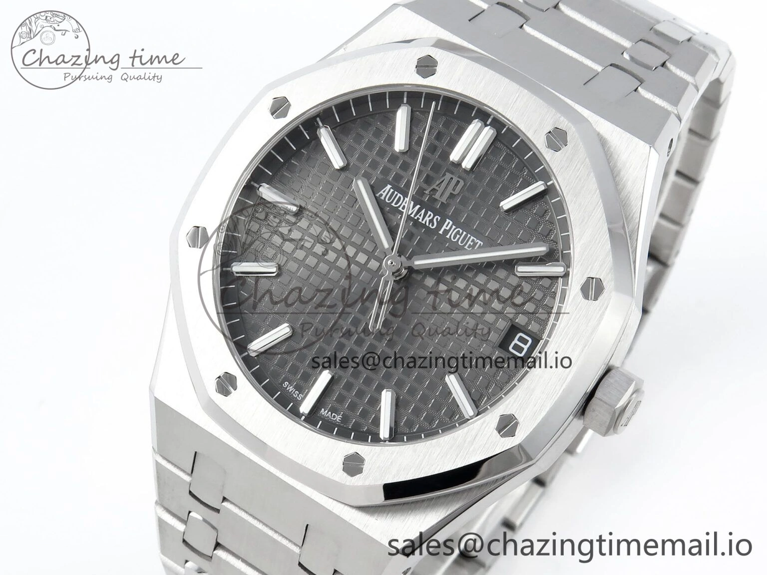 Royal Oak 15500 SS APSF 1:1 Best Edition Gray Dial on SS Bracelet SA4302 Super Clone V2 (SW Dial) Colorful 4283