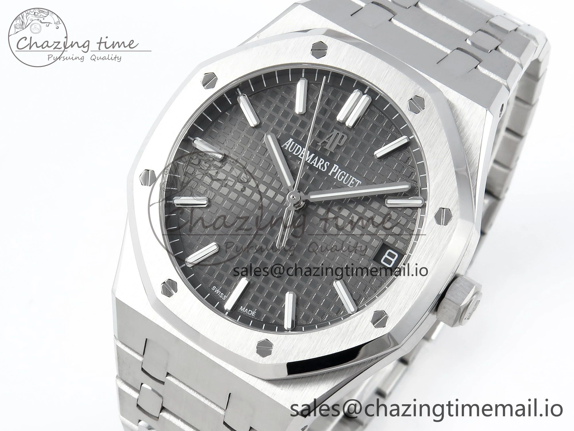 Royal Oak 15500 SS APSF 1:1 Best Edition Gray Dial on SS Bracelet SA4302 Super Clone V2 (SW Dial) Colorful 4283