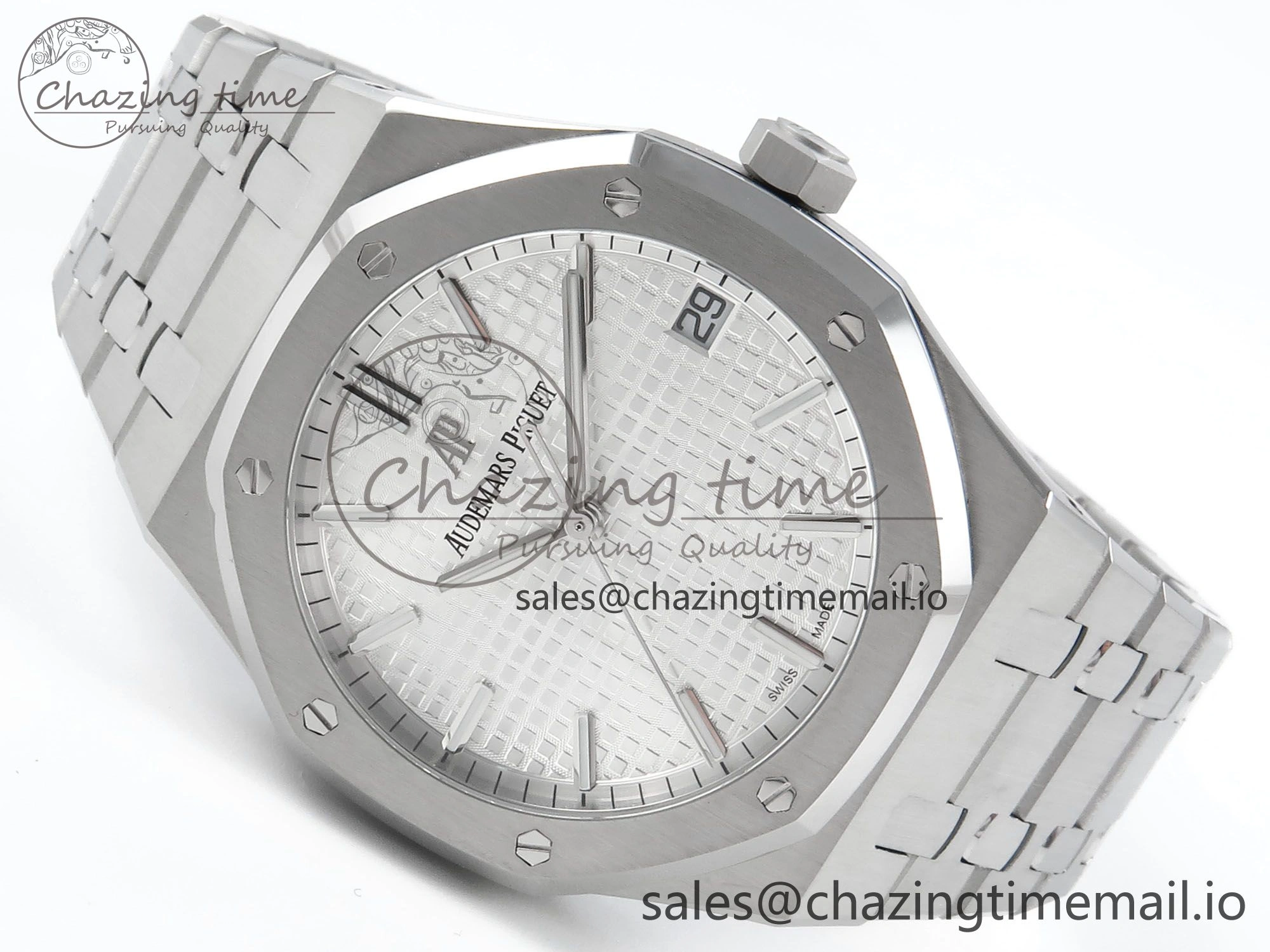 Royal Oak 15500 SS APSF 1:1 Best Edition Silver Dial on SS Bracelet SA4302 Super Clone V2 (SW Dial) Packable 4280