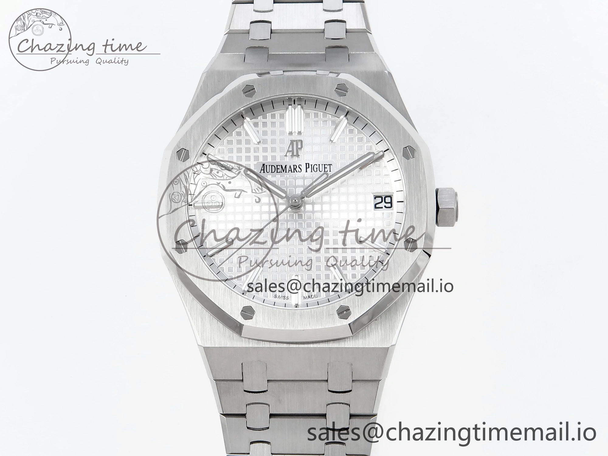 Royal Oak 15500 SS APSF 1:1 Best Edition Silver Dial on SS Bracelet SA4302 Super Clone V2 (SW Dial) Packable 4280