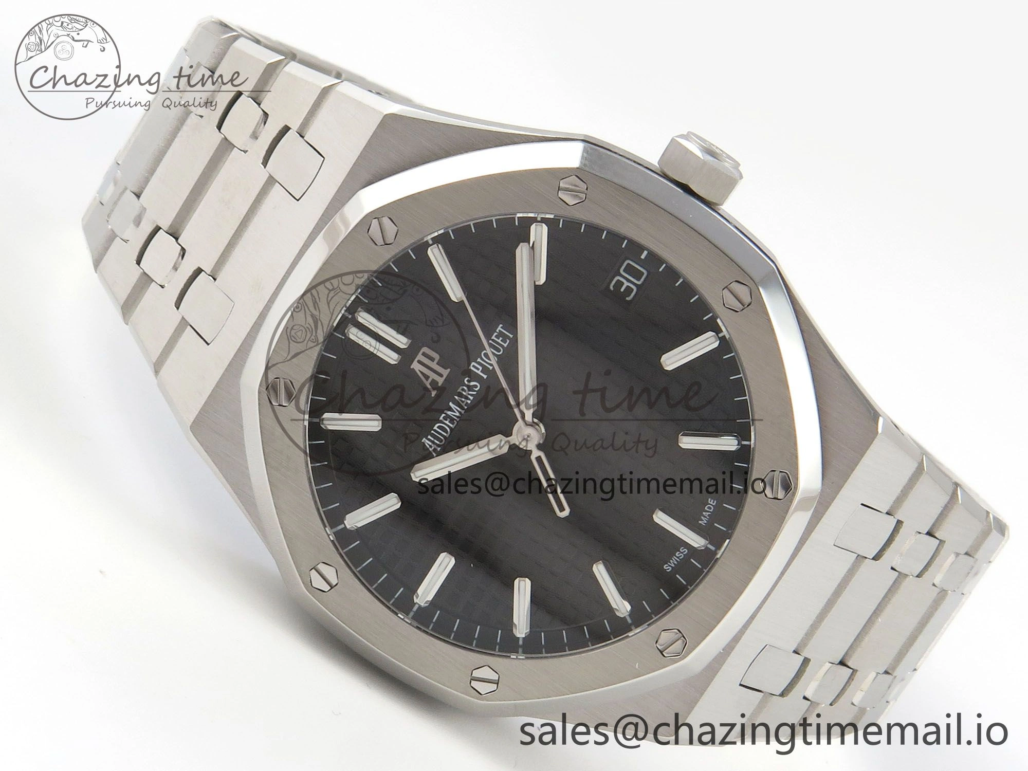 Royal Oak 15500 SS TWSF Best Edition Black Textured Dial on SS Bracelet SA4302 Super Clone Neat 4258