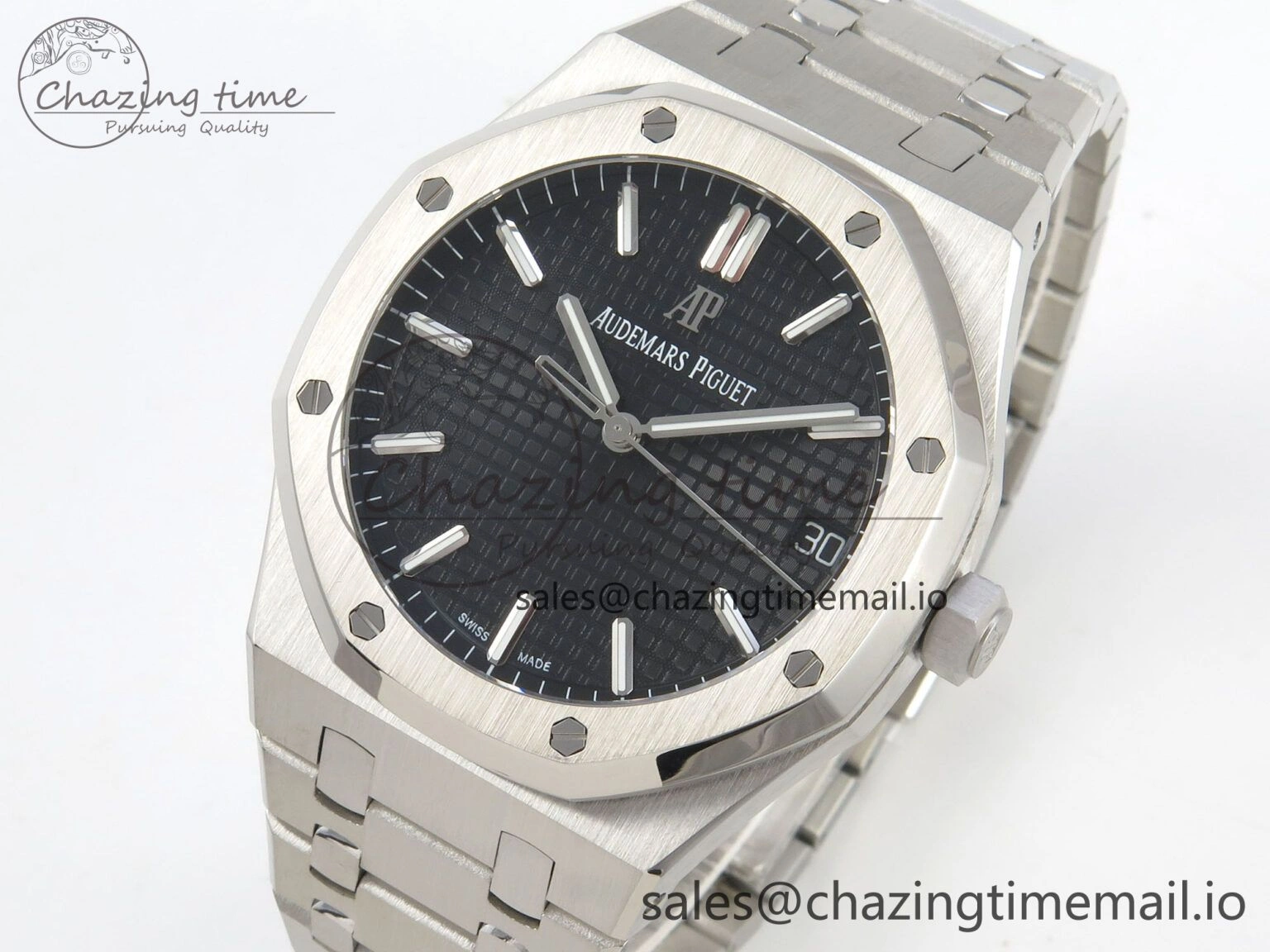 Royal Oak 15500 SS TWSF Best Edition Black Textured Dial on SS Bracelet SA4302 Super Clone Neat 4258