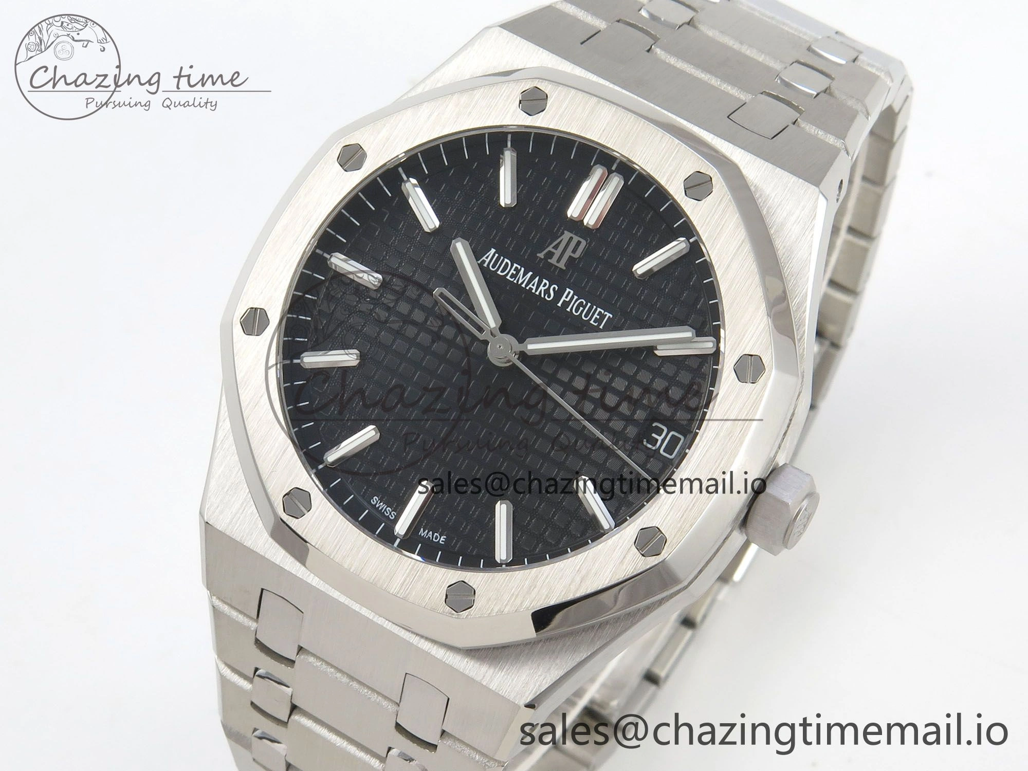 Royal Oak 15500 SS TWSF Best Edition Black Textured Dial on SS Bracelet SA4302 Super Clone Neat 4258