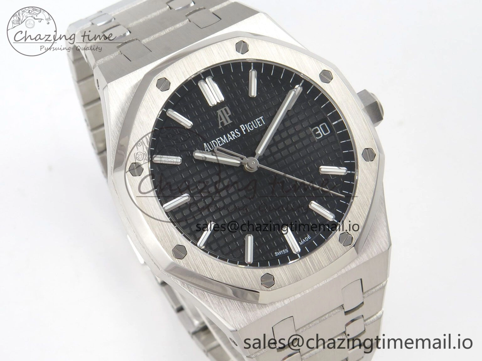 Royal Oak 15500 SS TWSF Best Edition Black Textured Dial on SS Bracelet SA4302 Super Clone Neat 4258