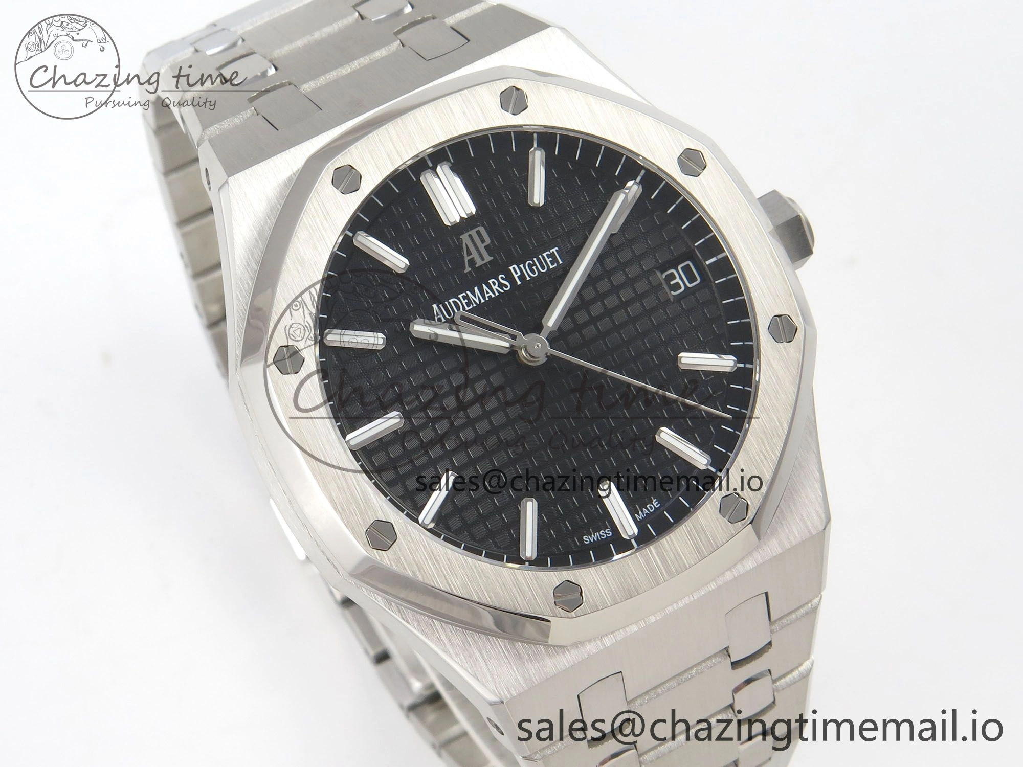 Royal Oak 15500 SS TWSF Best Edition Black Textured Dial on SS Bracelet SA4302 Super Clone Neat 4258