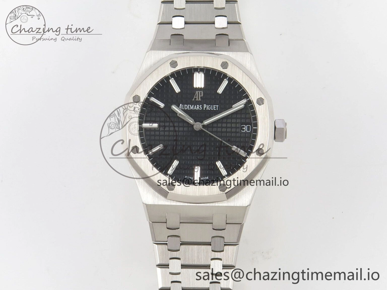 Royal Oak 15500 SS TWSF Best Edition Black Textured Dial on SS Bracelet SA4302 Super Clone Neat 4258