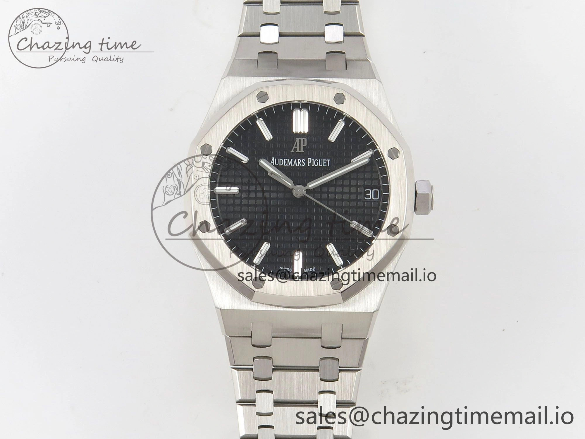 Royal Oak 15500 SS TWSF Best Edition Black Textured Dial on SS Bracelet SA4302 Super Clone Neat 4258