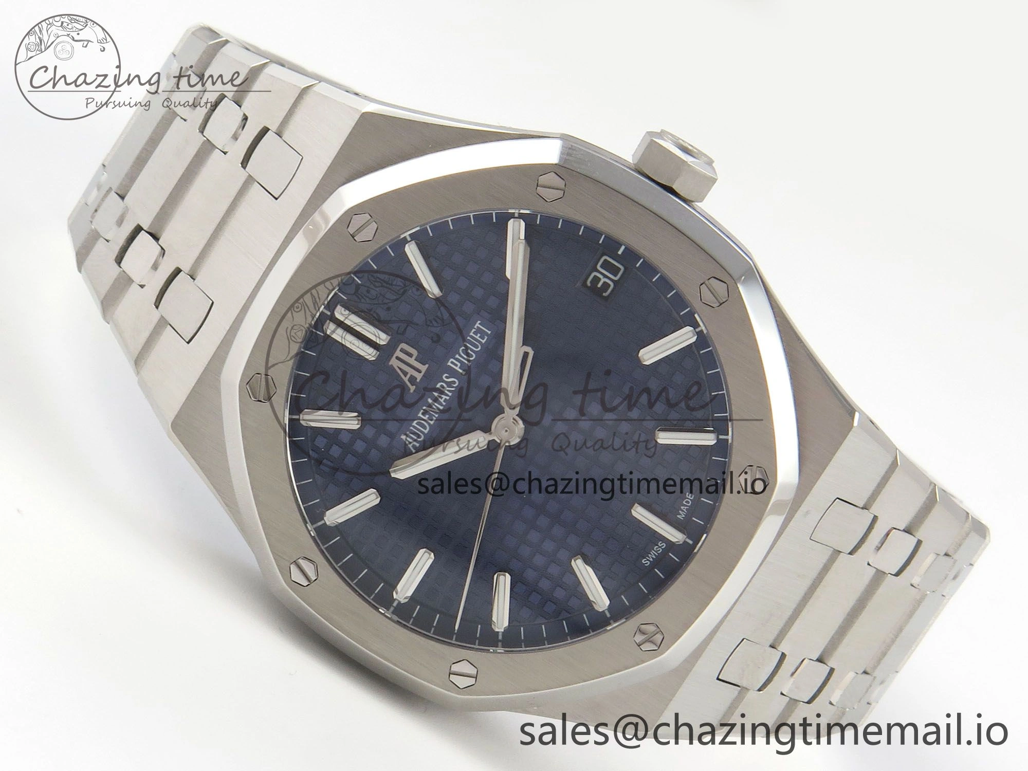 MultiPurpose Royal Oak 15500 SS TWSF Best Edition Blue Textured Dial on SS Bracelet SA4302 Super Clone 4251