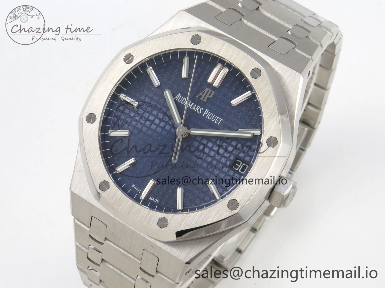 MultiPurpose Royal Oak 15500 SS TWSF Best Edition Blue Textured Dial on SS Bracelet SA4302 Super Clone 4251